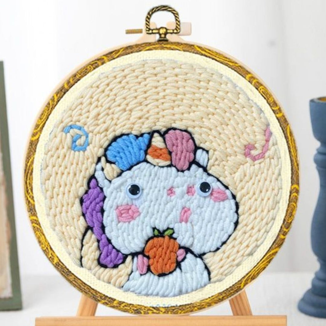 Punch Needle Kit - Little Unicorn with an Orange