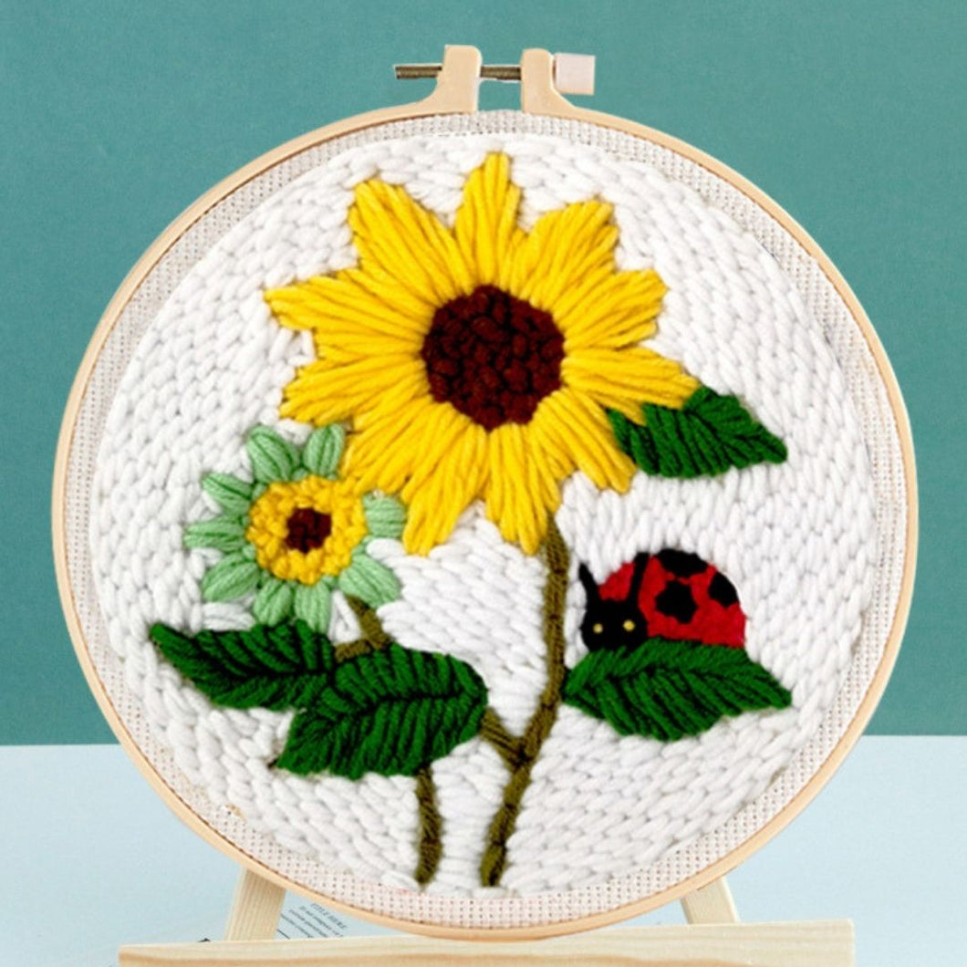 Punch Needle Kit - Ladybug on a Sunflower