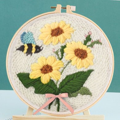 Punch Needle Kit - A Bee and Sunflowers
