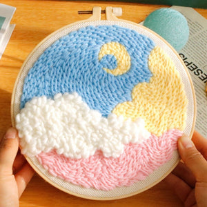 Punch Needle Kit - Crescent Moon in a Cloudy Sky