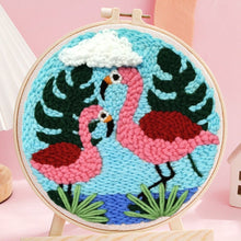 Load image into Gallery viewer, Punch Needle Kit - A Couple of Flamingos