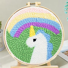 Load image into Gallery viewer, Punch Needle Kit - Pastel Unicorn and Rainbow