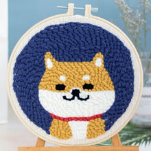 Load image into Gallery viewer, Punch Needle Kit - Shiba Inu dog with Blue background