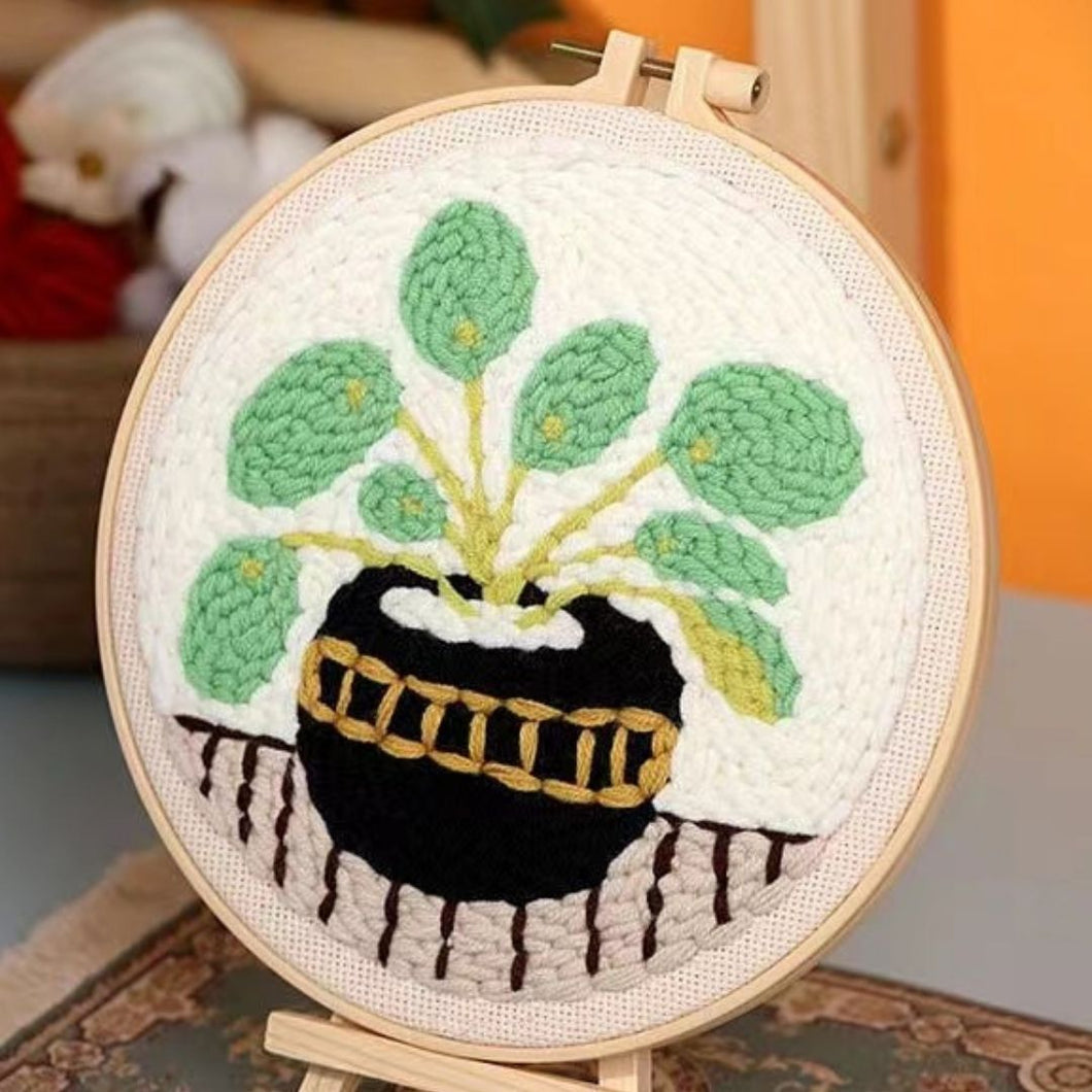Punch Needle Kit - Black Potted Plant