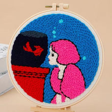 Load image into Gallery viewer, Punch Needle Kit - Girl and her Goldfish