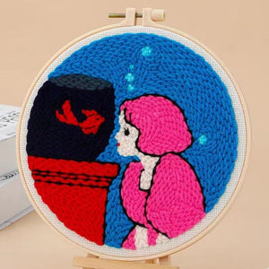 Punch Needle Kit - Girl and her Goldfish