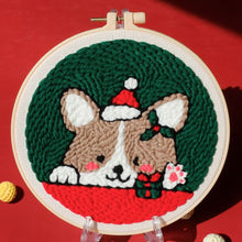 Load image into Gallery viewer, Punch Needle Kit - Dog in Santa hat