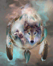 Load image into Gallery viewer, Stamped Cross Stitch Kit - Wolves and Feathers