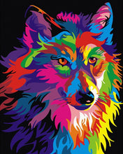 Load image into Gallery viewer, Stamped Cross Stitch Kit - Wolf Pop Art