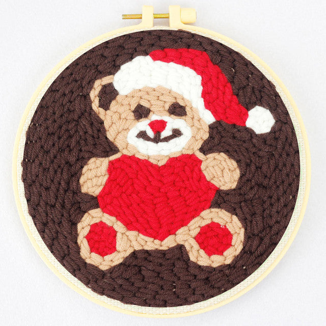 Punch Needle Kit - Christmas Teddy Bear