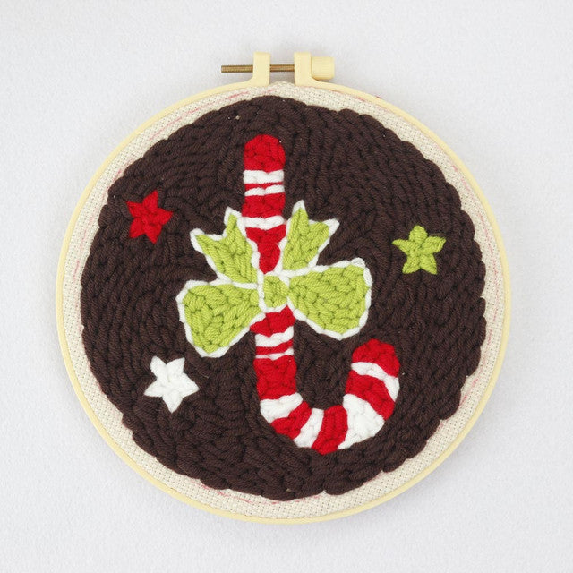 Punch Needle Kit - Ribboned Candy Cane