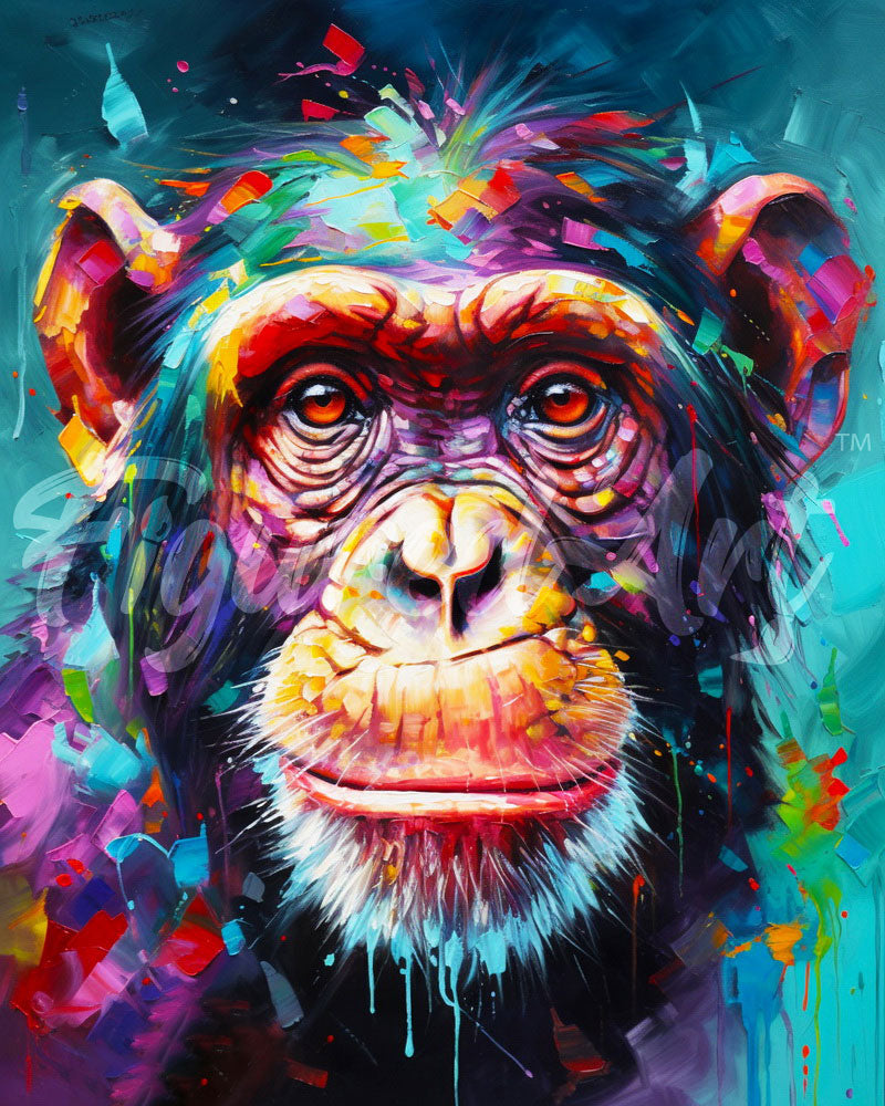 Diamond Painting - Colorful Abstract Wildlife - Chimpanzee 40x50cm canvas already framed