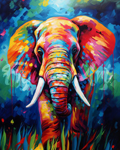 Diamond Painting - Colorful Abstract Wildlife - Elephant 40x50cm canvas already framed