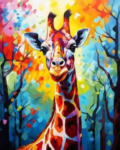 Diamond Painting - Colorful Abstract Wildlife - Giraffe 40x50cm canvas already framed