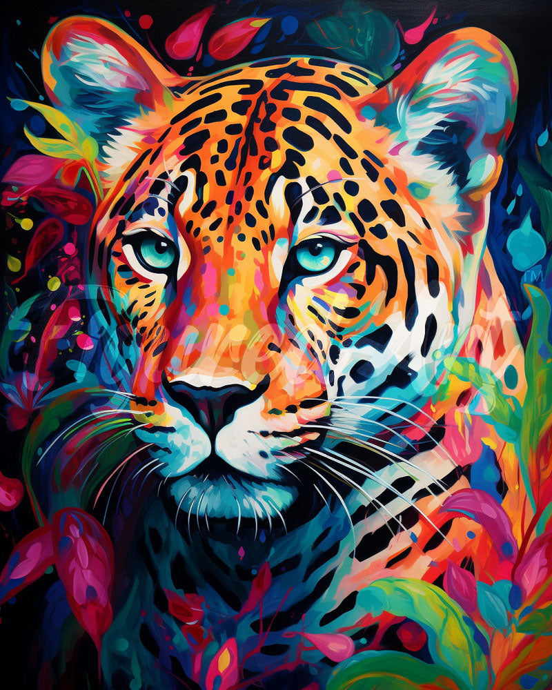 Diamond Painting - Colorful Abstract Wildlife - Leopard 40x50cm canvas already framed