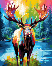 Load image into Gallery viewer, Diamond Painting - Colourful Abstract Moose