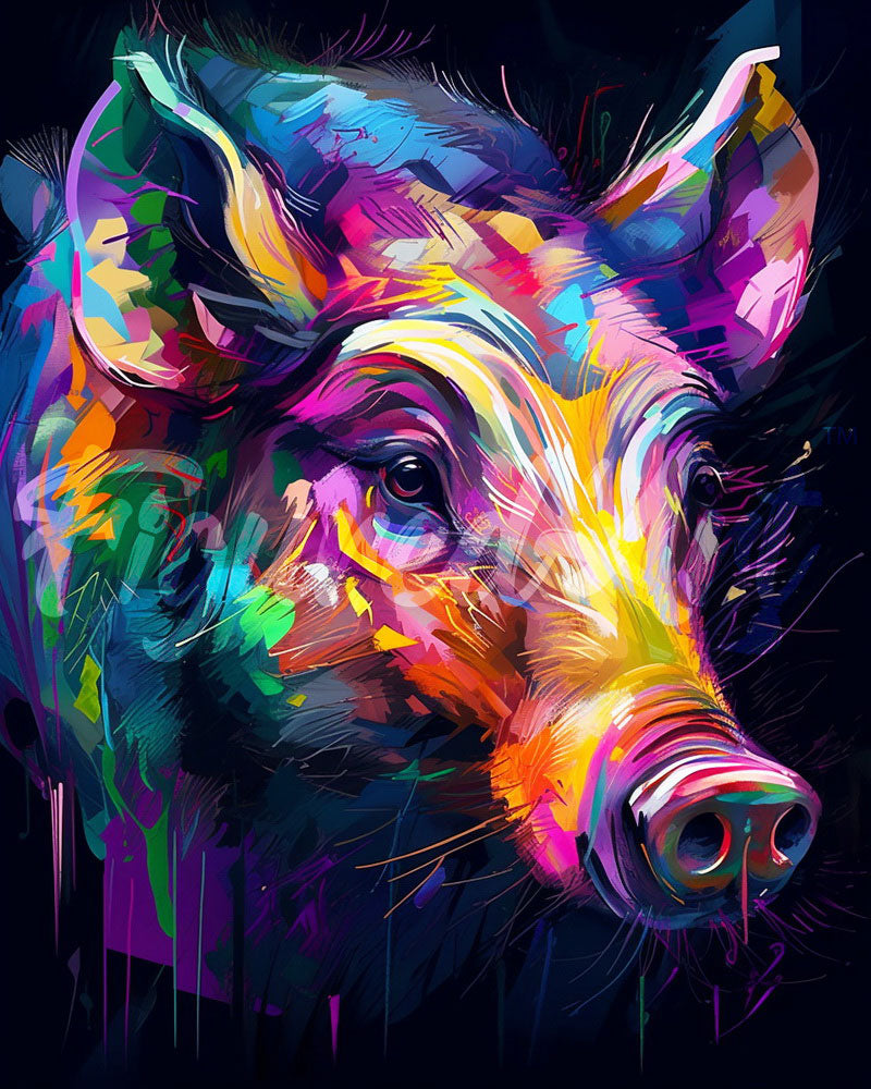 Diamond Painting - Colourful Abstract Wild boar
