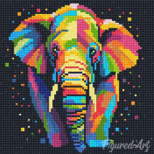 Mini Diamond Painting 25x25cm - Elephant Abstract Pop Art
