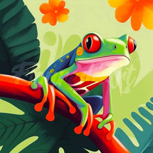 Load image into Gallery viewer, Mini Diamond Painting 25x25cm - Tropical Red-Eyed Tree Frog Figured&#39;Art UK