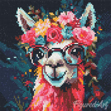 Load image into Gallery viewer, Mini Diamond Painting 25x25cm - Fantasy llama and flowers