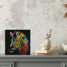Load image into Gallery viewer, Mini Diamond Painting 25x25cm - Neon Zebra