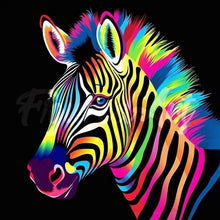 Load image into Gallery viewer, Mini Diamond Painting 25x25cm - Neon Zebra Figured&#39;Art UK