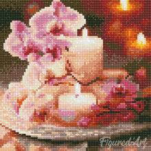 Load image into Gallery viewer, Mini Diamond Painting 25x25cm - Orchids and Candles