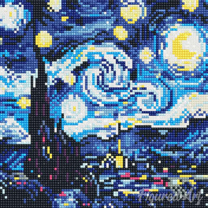 Mini Diamond Painting 25x25cm - Vibrant Starry Night