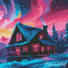 Load image into Gallery viewer, Mini Diamond Painting 25x25cm - House under Aurora Sky