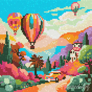 Mini Diamond Painting 25x25cm - Balloons over the valley