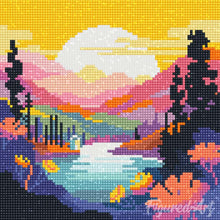 Load image into Gallery viewer, Mini Diamond Painting 25x25cm - Colourful Sunset by the Lake