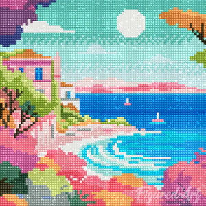 Mini Diamond Painting 25x25cm - Colourful French Riviera