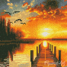 Load image into Gallery viewer, Mini Diamond Painting 25x25cm - Golden Lake Sunset