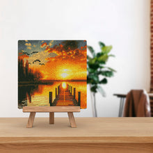 Load image into Gallery viewer, Mini Diamond Painting 25x25cm - Golden Lake Sunset