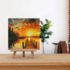 Mini Diamond Painting 25x25cm - Golden Lake Sunset