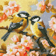 Load image into Gallery viewer, Mini Diamond Painting 25x25cm - Pair of Birds amidst Blossoms