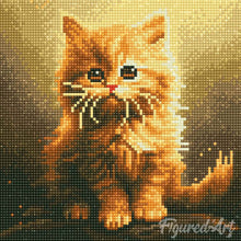 Load image into Gallery viewer, Mini Diamond Painting 25x25cm - Fluffy Orange Kitten