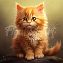 Load image into Gallery viewer, Mini Diamond Painting 25x25cm - Fluffy Orange Kitten Figured&#39;Art UK