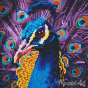 Mini Diamond Painting 25x25cm - Graceful Peacock