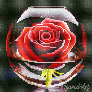 Mini Diamond Painting 25x25cm - Red Rose in the Glass