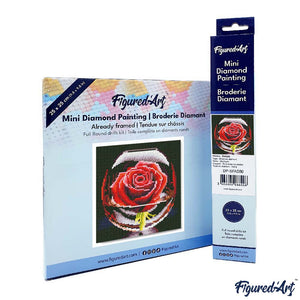 Mini Diamond Painting 25x25cm - Red Rose in the Glass