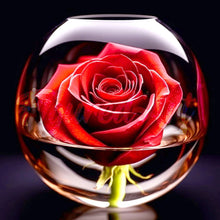 Load image into Gallery viewer, Mini Diamond Painting 25x25cm - Red Rose in the Glass Figured&#39;Art UK