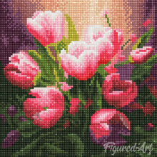 Load image into Gallery viewer, Mini Diamond Painting 25x25cm - Pretty Pink Tulips