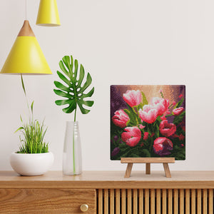 Mini Diamond Painting 25x25cm - Pretty Pink Tulips