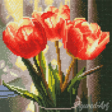 Load image into Gallery viewer, Mini Diamond Painting 25x25cm - Peachy Tulips