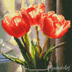 Mini Diamond Painting 25x25cm - Peachy Tulips