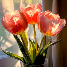 Load image into Gallery viewer, Mini Diamond Painting 25x25cm - Peachy Tulips Figured&#39;Art UK