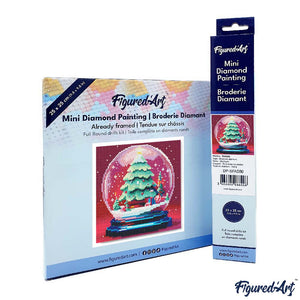 Mini Diamond Painting 25x25cm - Christmas Tree in Snow Globe