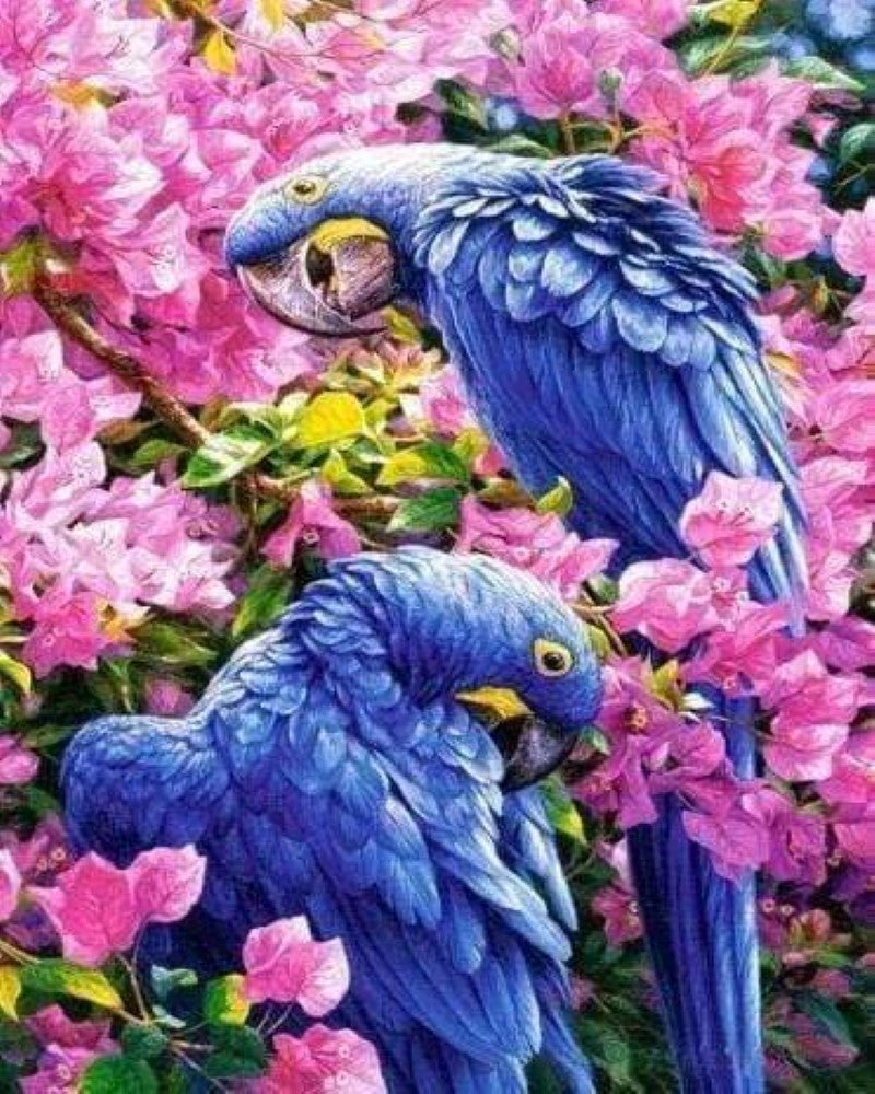 Stamped Cross Stitch Kit - Blue Parrots