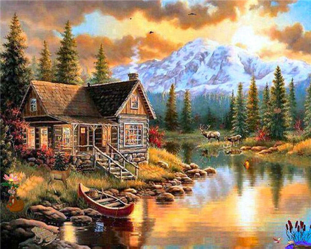 Diamond Painting - Mountain house by the river